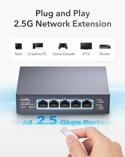 Detalle 2 de Cudy HS105 Switch Ethernet MultiGigabit 5 Puertos