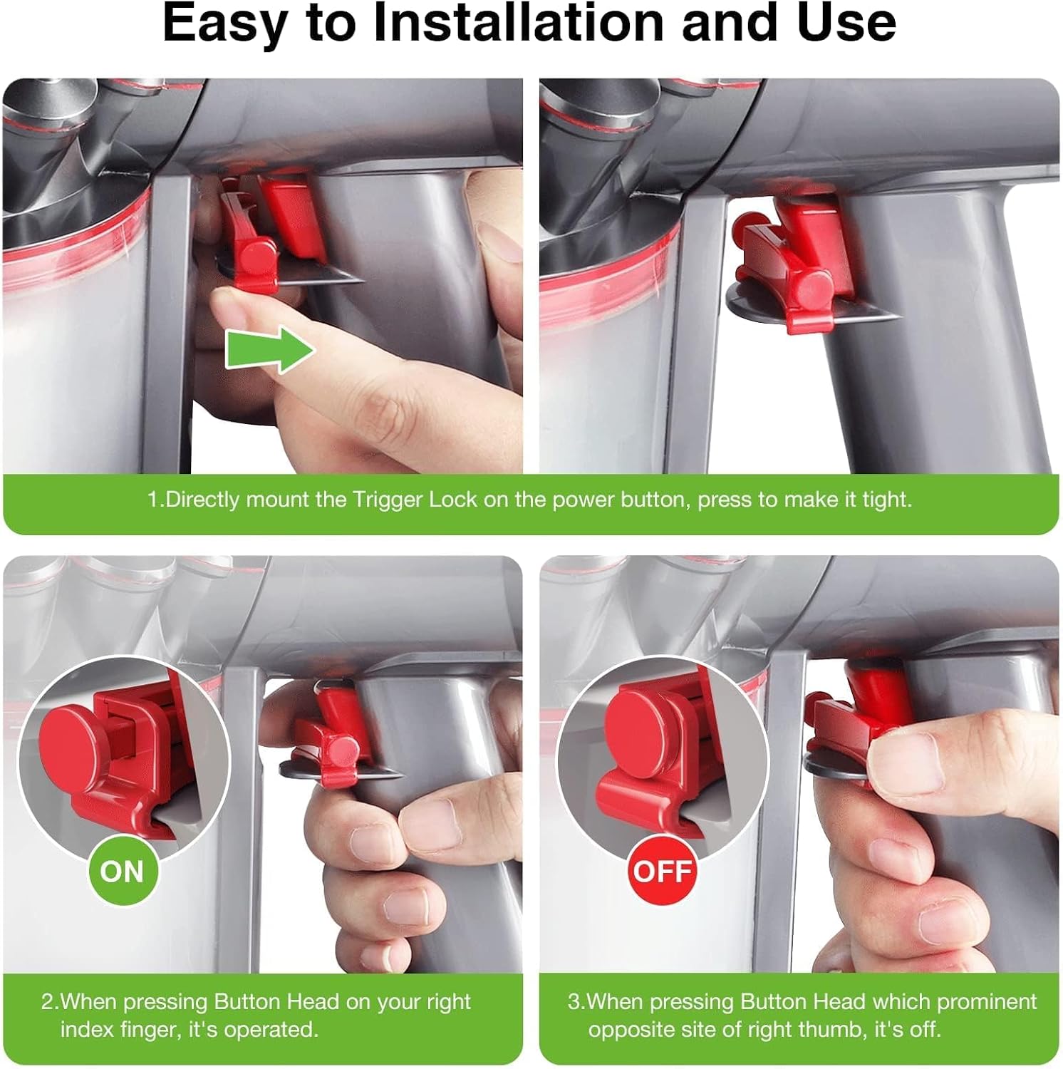 Detalle 2 de HK22J7087 Trigger Lock voor Dyson-stofzuigers, 2 stuks, rood ABS