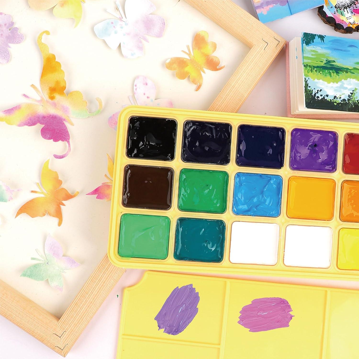 Thumbnail 4 de HIMI Gouache Kit 18 Couleurs 30 ml – Non Toxique, Étui Portable et Tasse Gelée