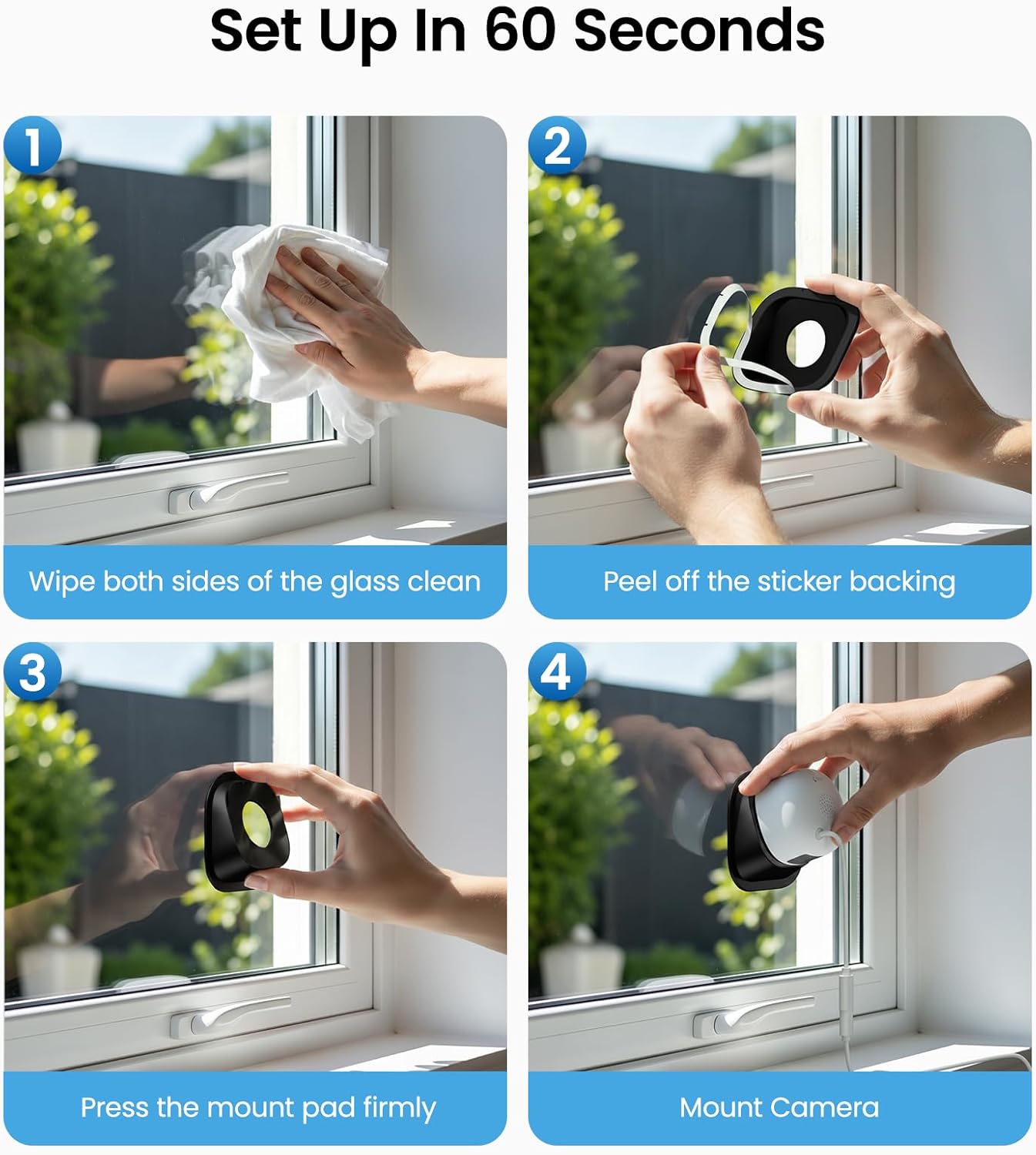 Thumbnail 4 de Wansview 2K Window Security Camera (K1) – Peel-and-Stick Indoor/Outdoor View with 2.4GHz & 5GHz WiFi