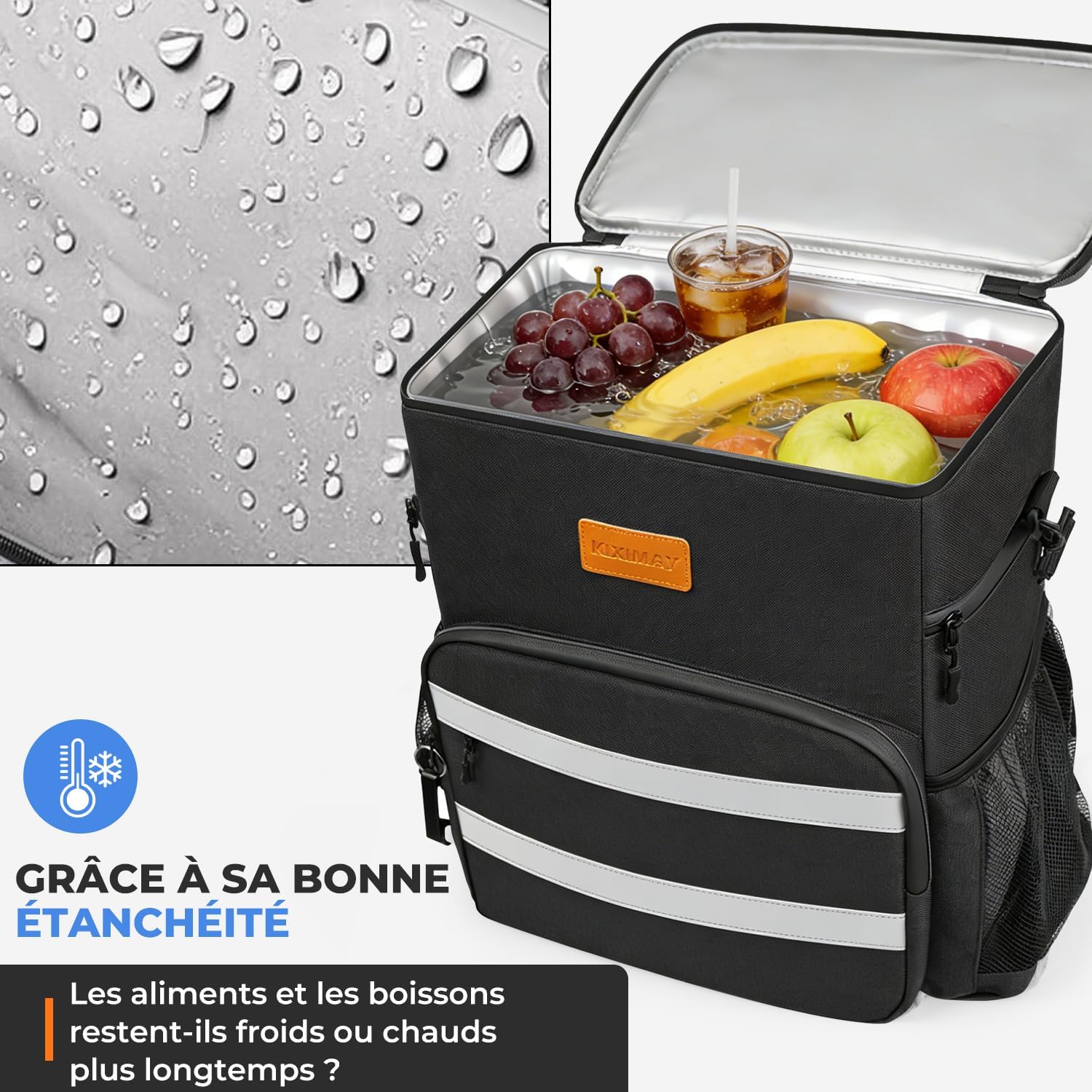 Detalle 2 de Sac à Dos Isotherme 30L Pliable – Grand Capacité, Maintien au Frais 24H, Imperméable et Léger
