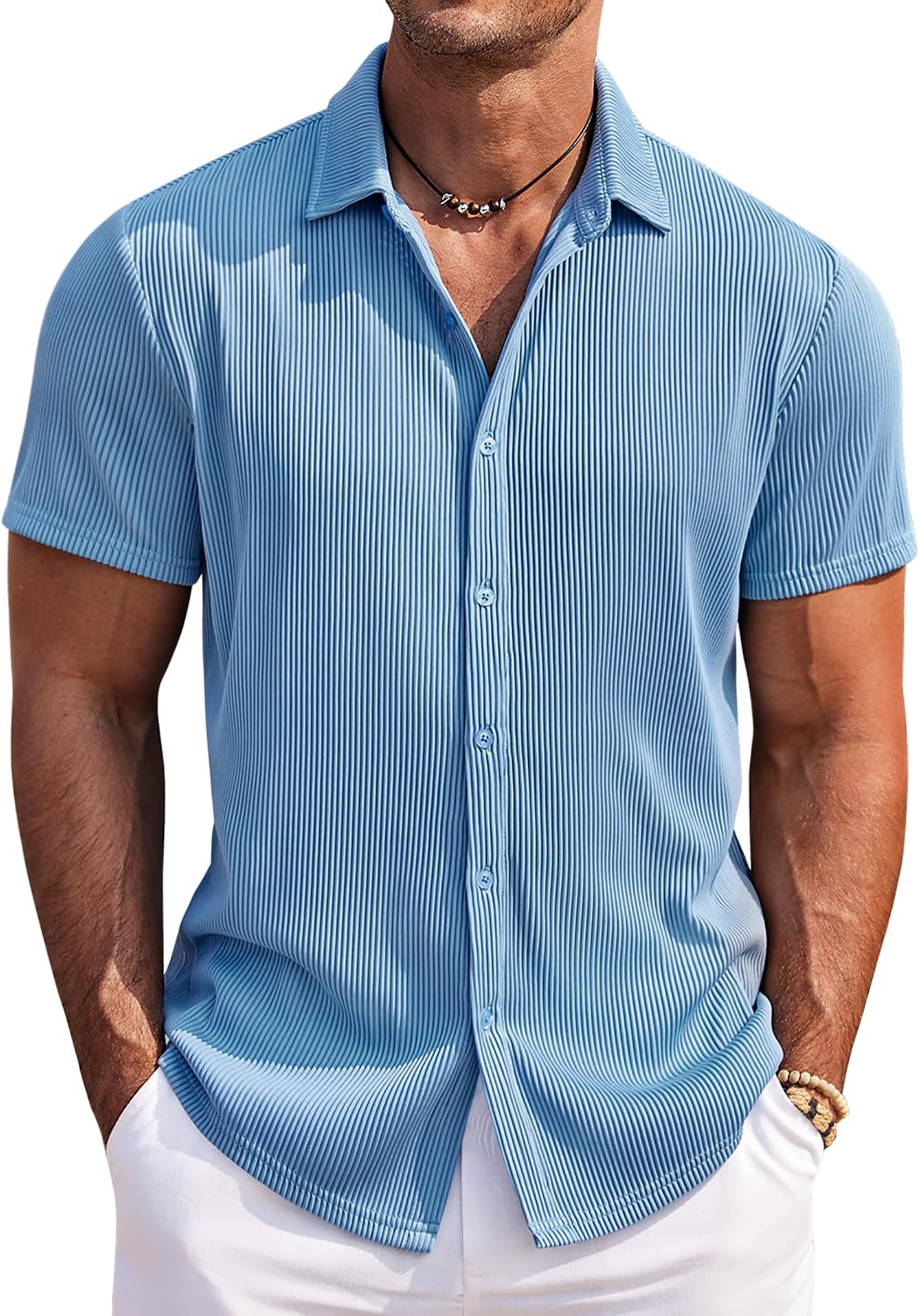 Detalle de COOFANDY Camicia maniche corte estiva