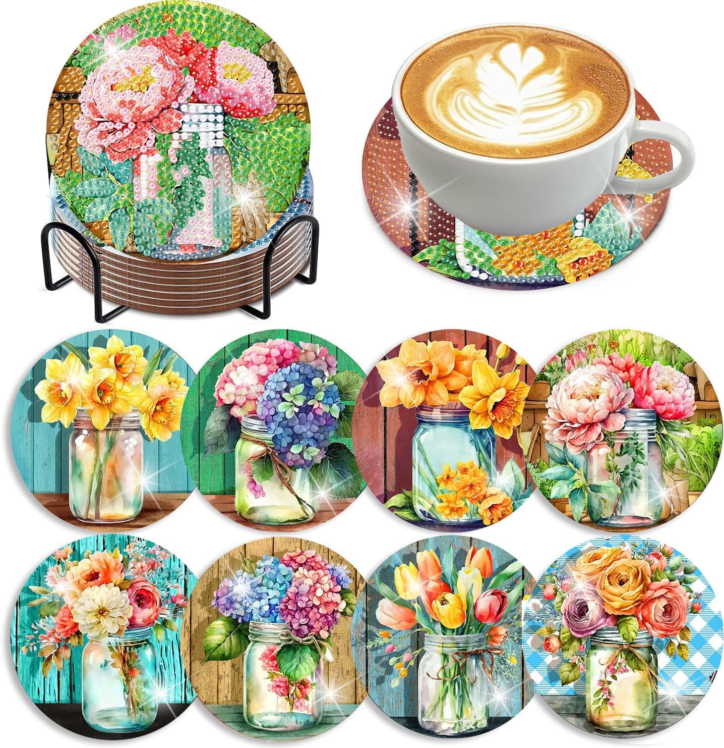 Detalle de Mrpwnle Diamond Art Coaster Kit, 8-Piece Set