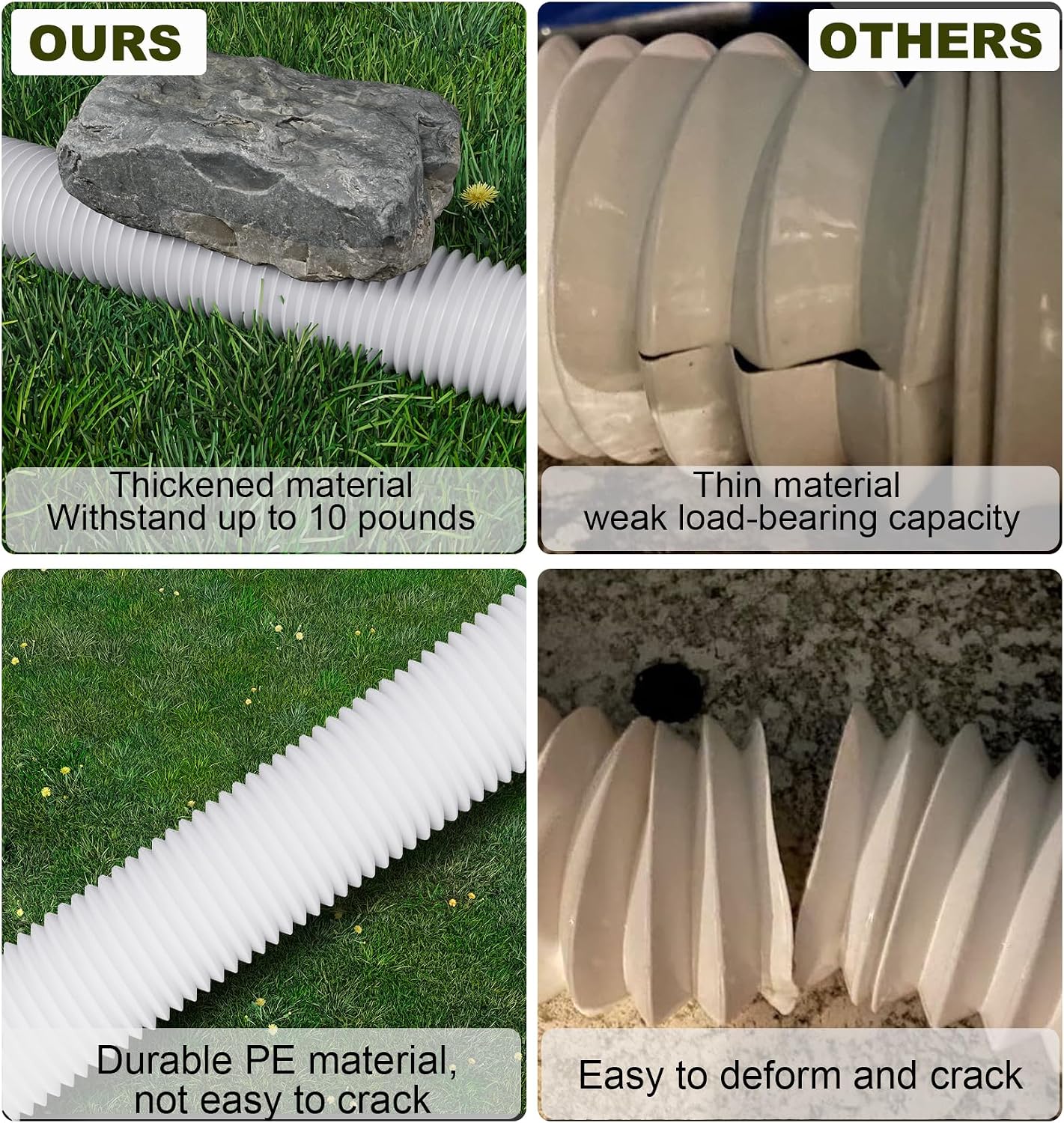 Detalle de Ogutter Rain Gutter Downspout Extensions, Adjustable 21–66 Inches, 2-Pack