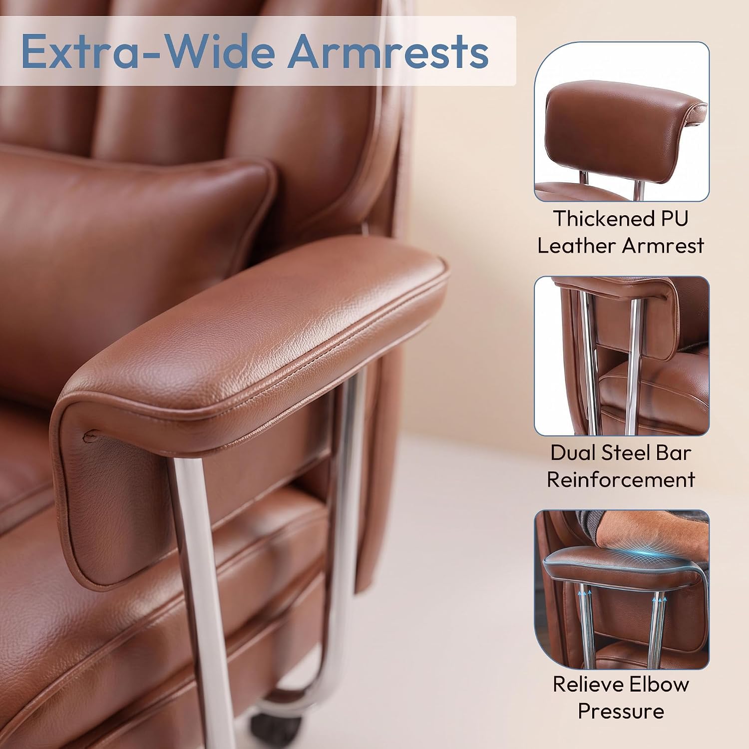Detalle de Big and Tall Office Chair in PU Leather