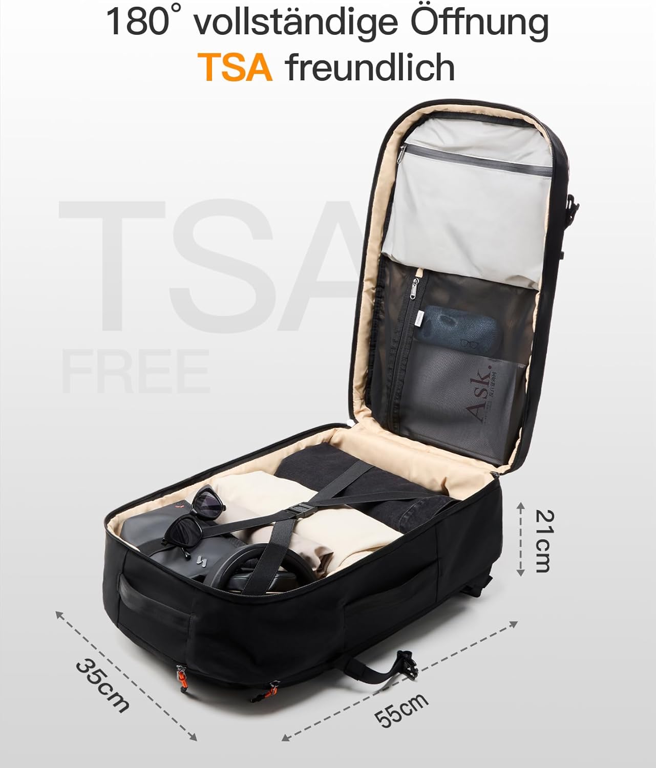 Detalle de Inateck Reiserucksack 39L für 15,6 Zoll Laptop