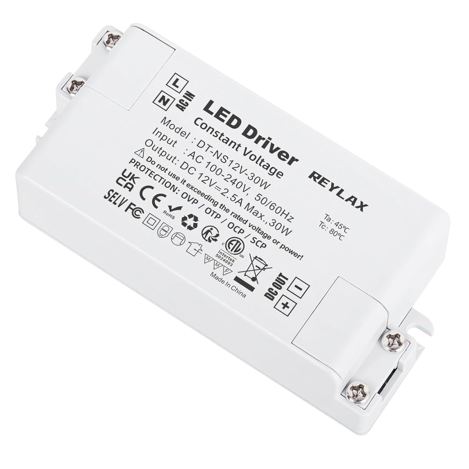 Detalle de REYLAX 12V constant voltage LED driver 30W