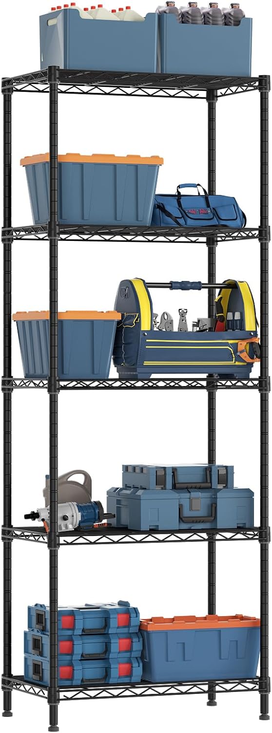 Thumbnail 6 de Golpart 5-Tier Adjustable Storage Shelves Heavy-Duty Metal Utility Rack (500LBS Capacity)