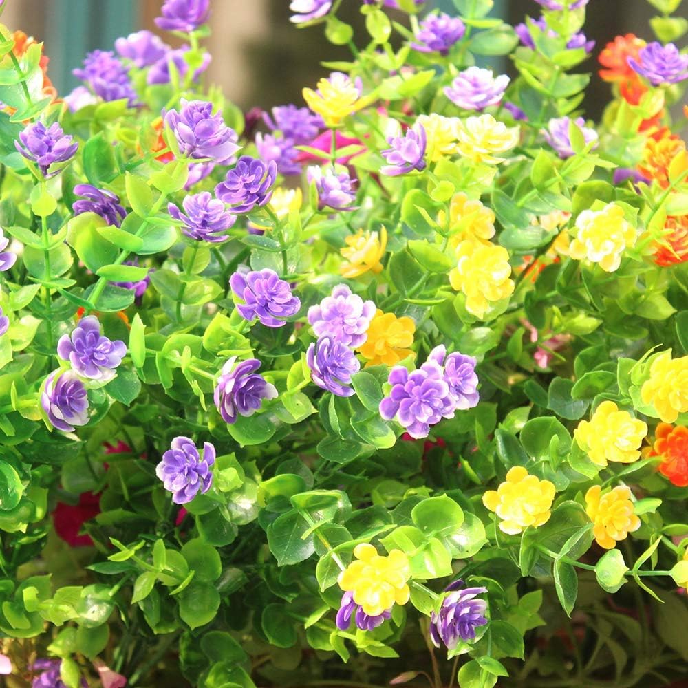 Detalle de Amajoy 15 Bundles Outdoors Artificial Flowers – UV‑Resistant Faux Plants for Indoor and Outdoor Decor