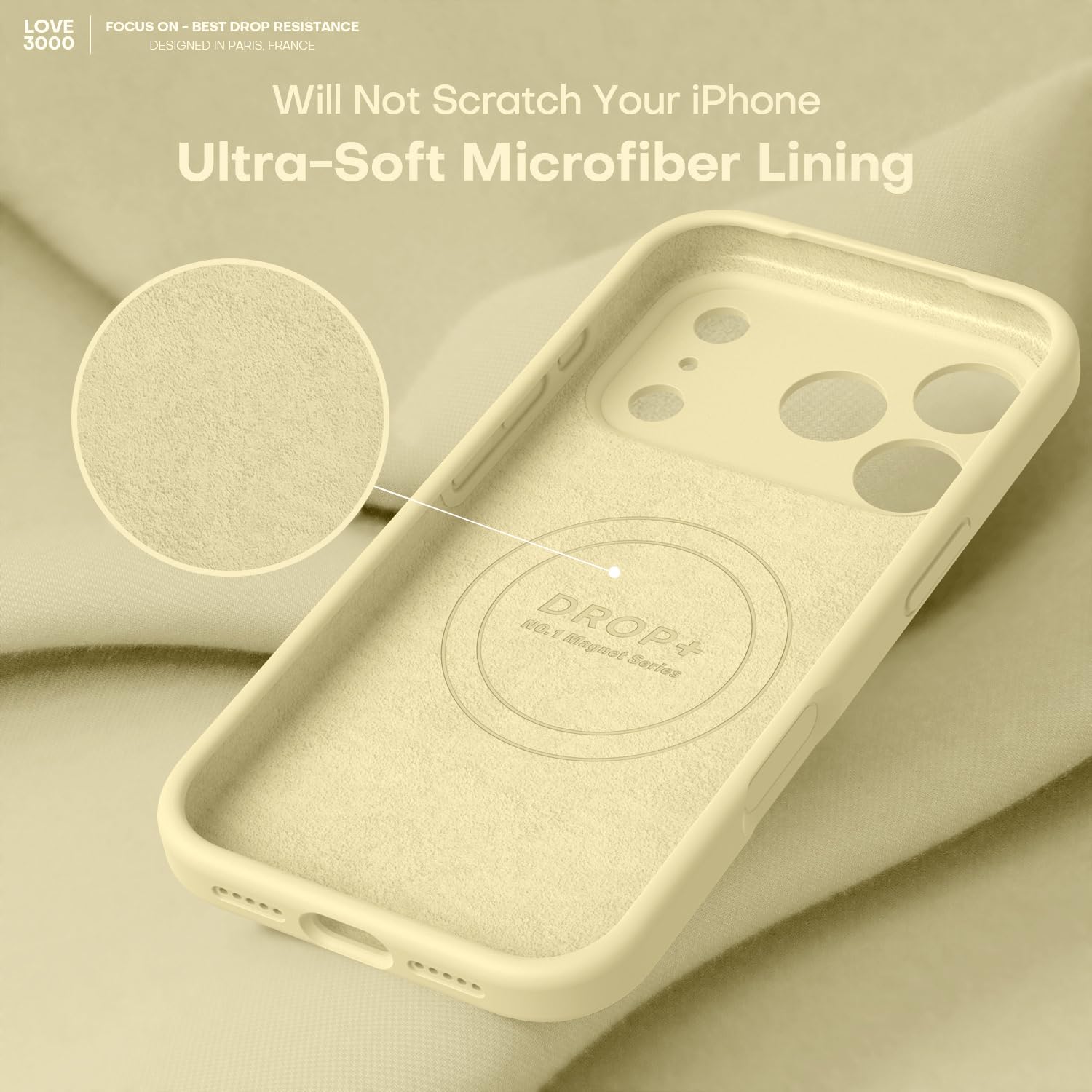 Thumbnail 6 de LOVE 3000 Designed for iPhone 17 Pro Case (6.3") — Premium Silicone Creamy Yellow with MagSafe