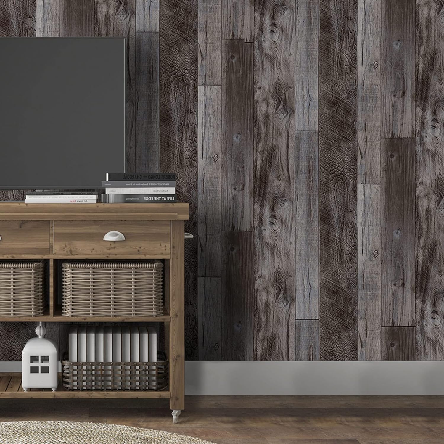 Detalle 2 de Yun-aeon Gray Wood Peel and Stick Wallpaper 34.6" 📐