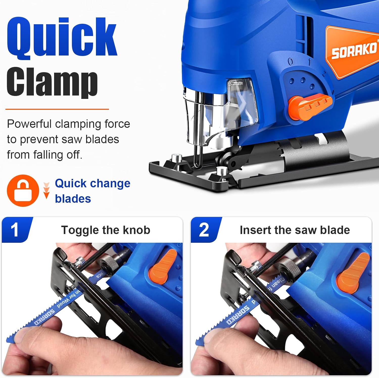 Detalle 2 de SORAKO Jigsaw 600W Corded Electric Jigsaw for DIY, Worktops & Laminate