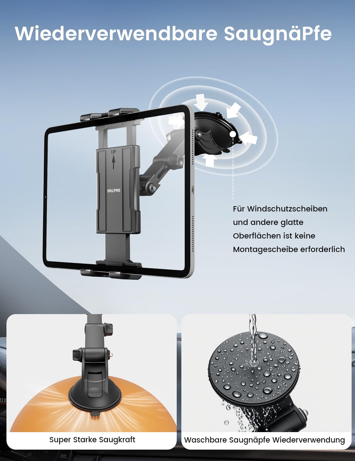 Thumbnail 4 de OHLPRO Tablet Halterung Auto 360° Drehung 18 cm Ausziehbar