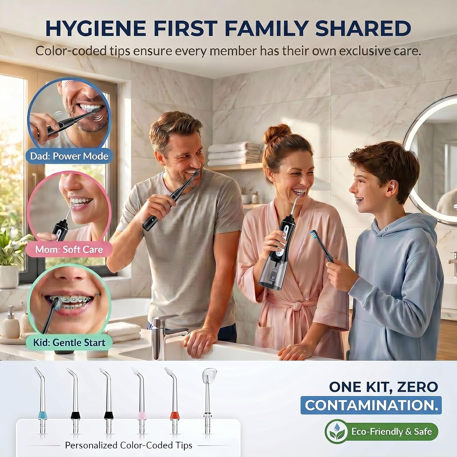 Detalle de MOCEL Water Flosser and Electric Toothbrush Combo with 350 mL Tank