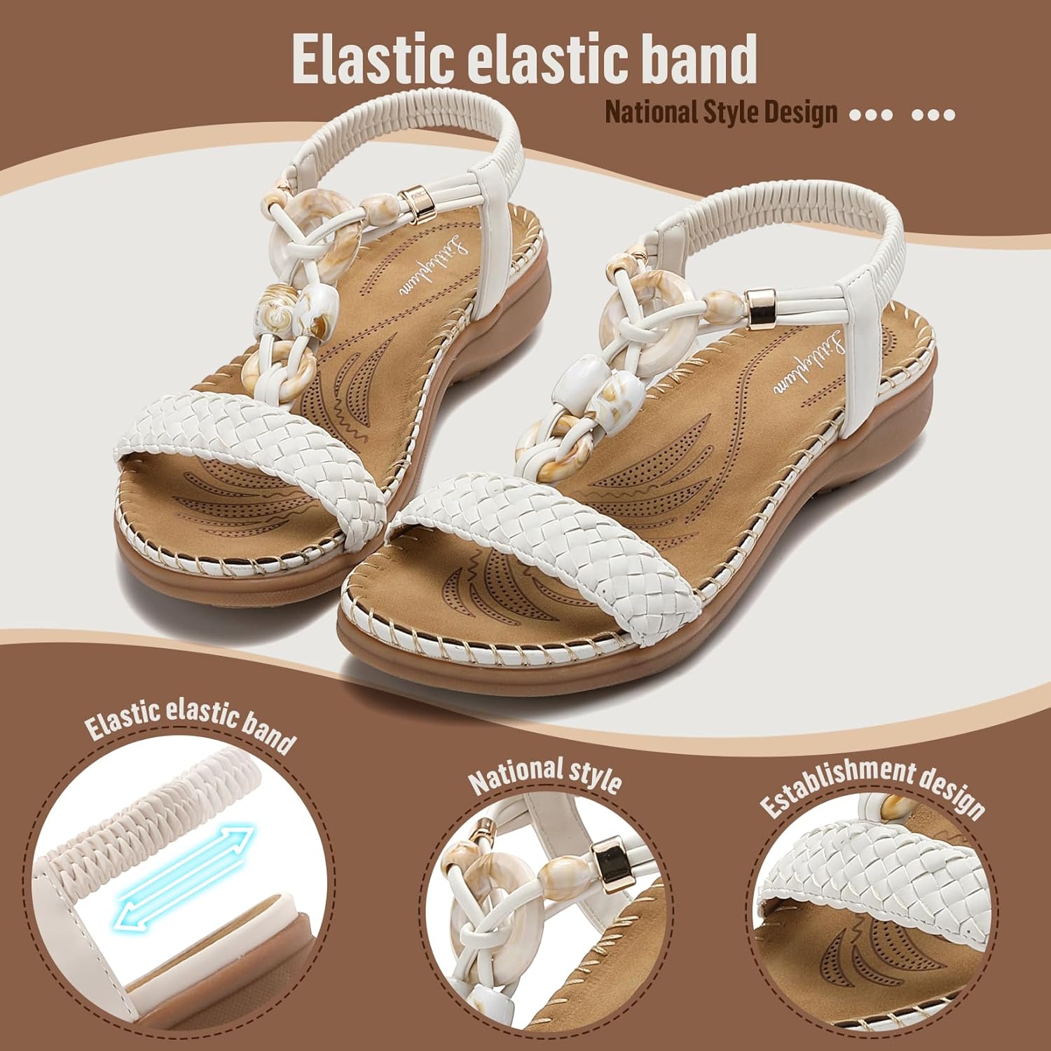 Detalle de Littleplum Damen Sandalen – Sommersandalen mit bequemer Fußform und elastischem Knöchelgurt