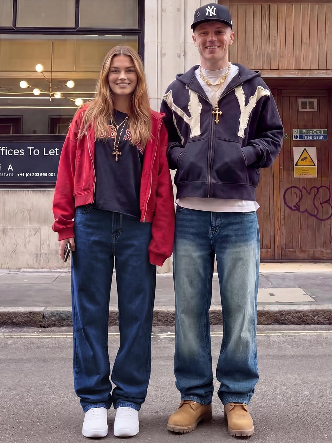 Detalle de JMIERR Herren Baggy Jeans – Weite, Stretch & Vintage Y2K Stil