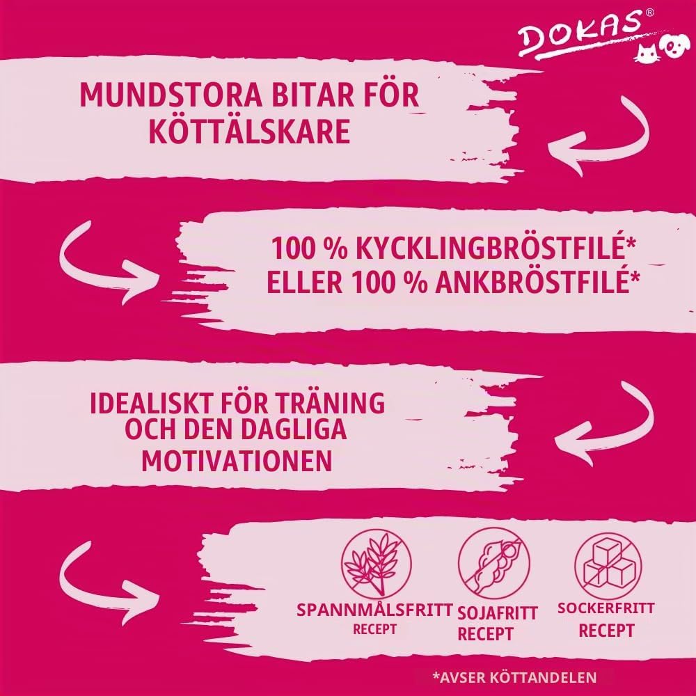 Detalle 1 de DOKAS kycklingbröst i bitar för hund – glutenfritt träningsgodis, 9 x 200 g