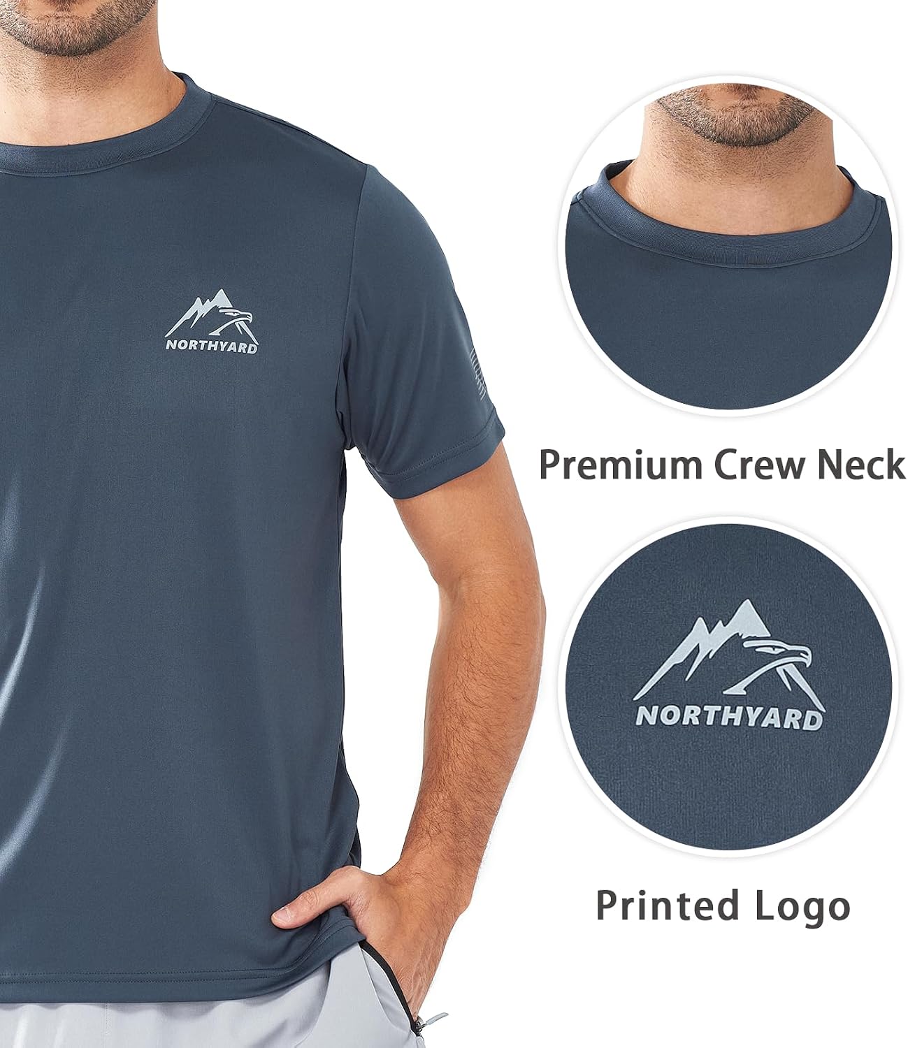 Detalle 2 de NORTHYARD Men's UPF 50+ Sun Protection Short Sleeve Rash Guard