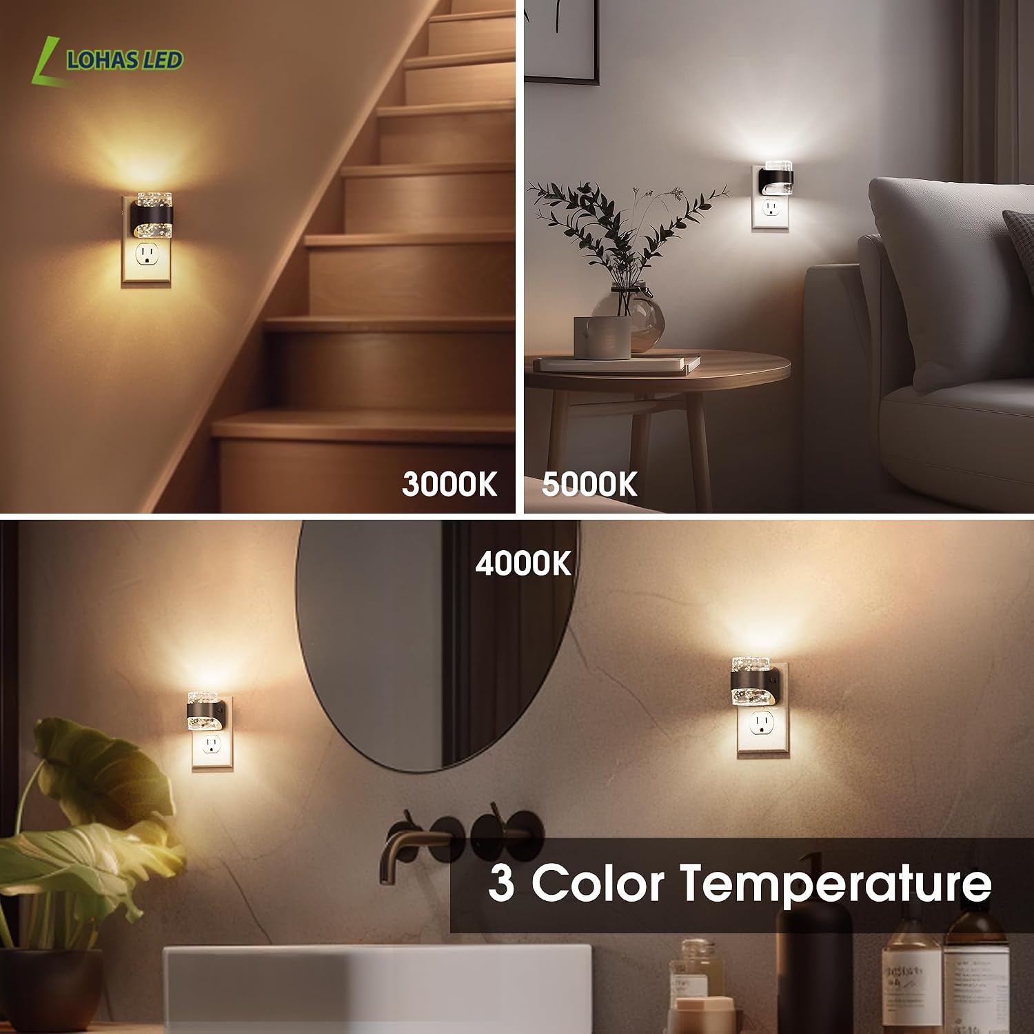 Thumbnail 6 de L LOHAS Bubble LED Night Light with 3 CCTs, Dimming, and Dusk-to-Dawn Sensor