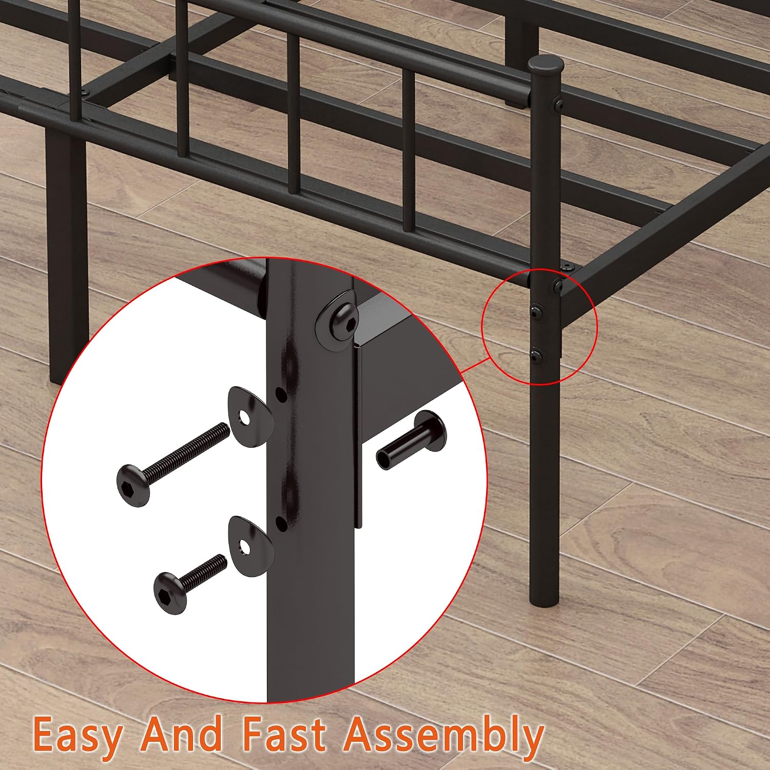 Detalle 2 de DIIYIV Twin Metal Bed Frame with Steel Slat Support and Underbed Storage
