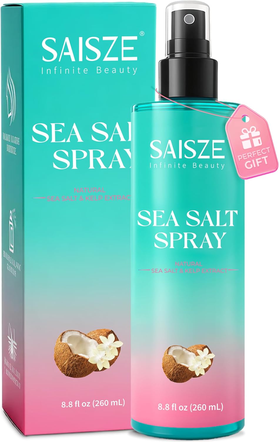 Detalle de SAISZE Spray al sale marino per capelli: viaggio e spiaggia con finish leggero al cocco