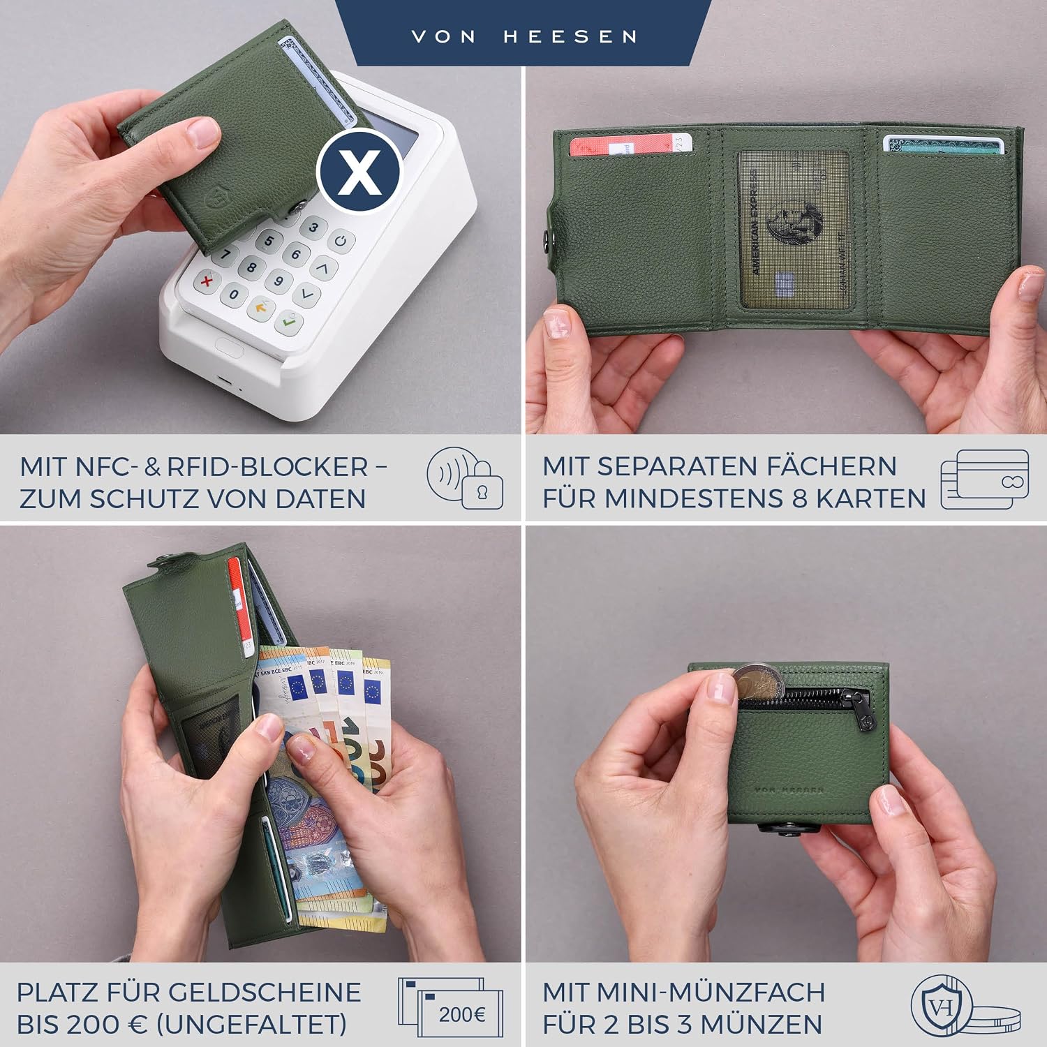Thumbnail 1 de VON HEESEN Slim Wallet mit Münzfach & RFID-Schutz – kompakt, sicher und stilvoll