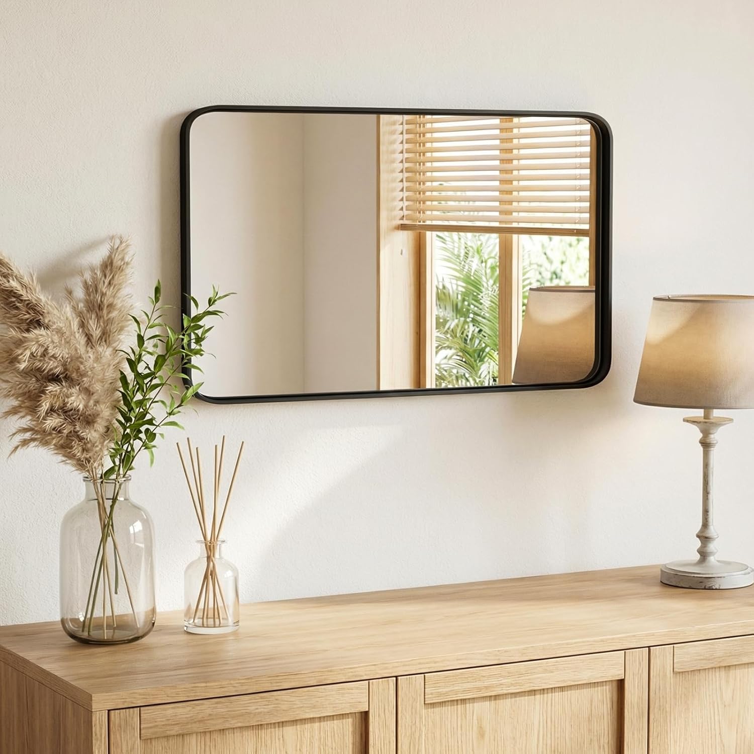 Thumbnail 6 de Sweetcrispy 36x24 Inch Bathroom Wall Mirror with Matte Black Frame