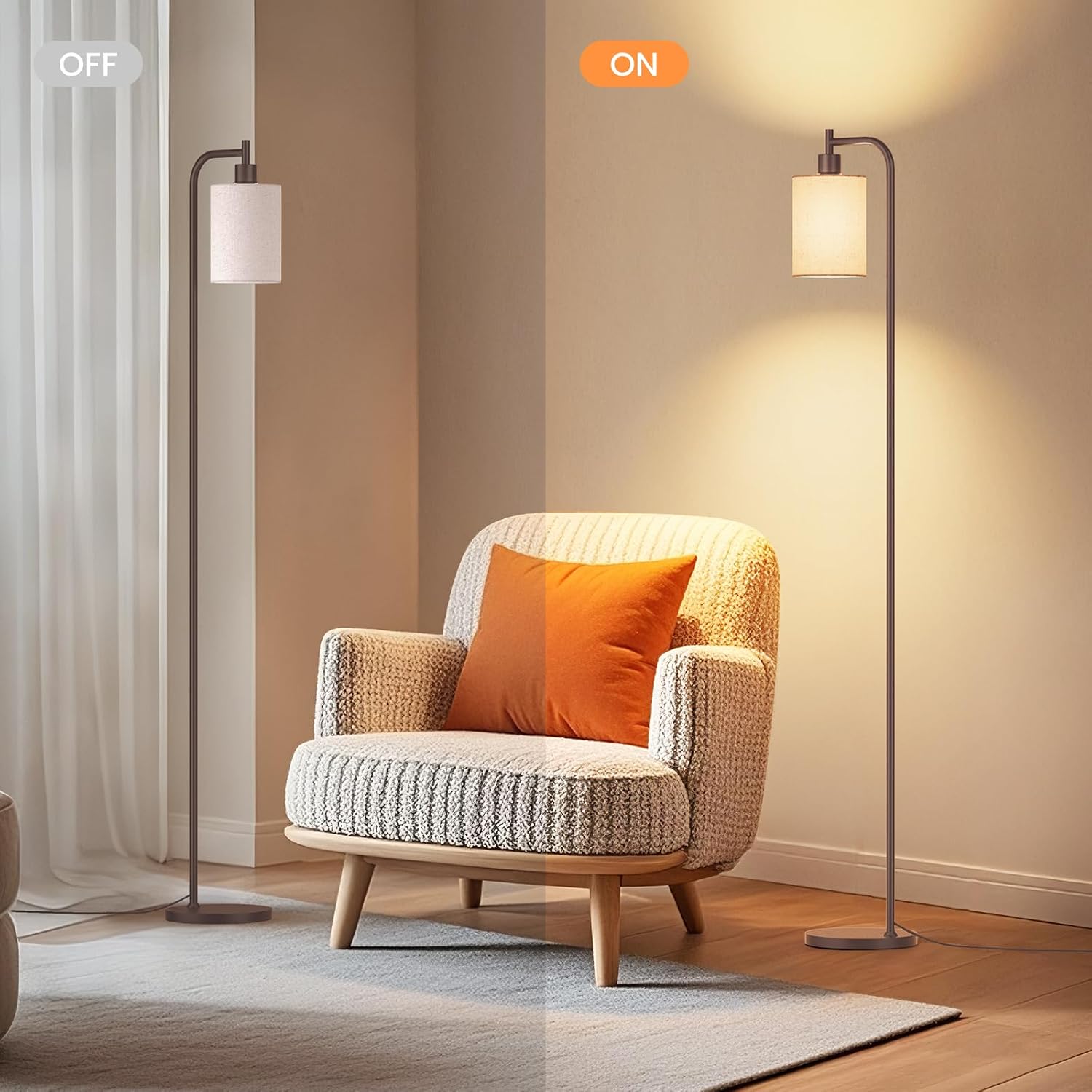 Thumbnail 6 de SIBRILLE BP-F072 Floor Lamp with Linen Shade, Dimmable 9W LED