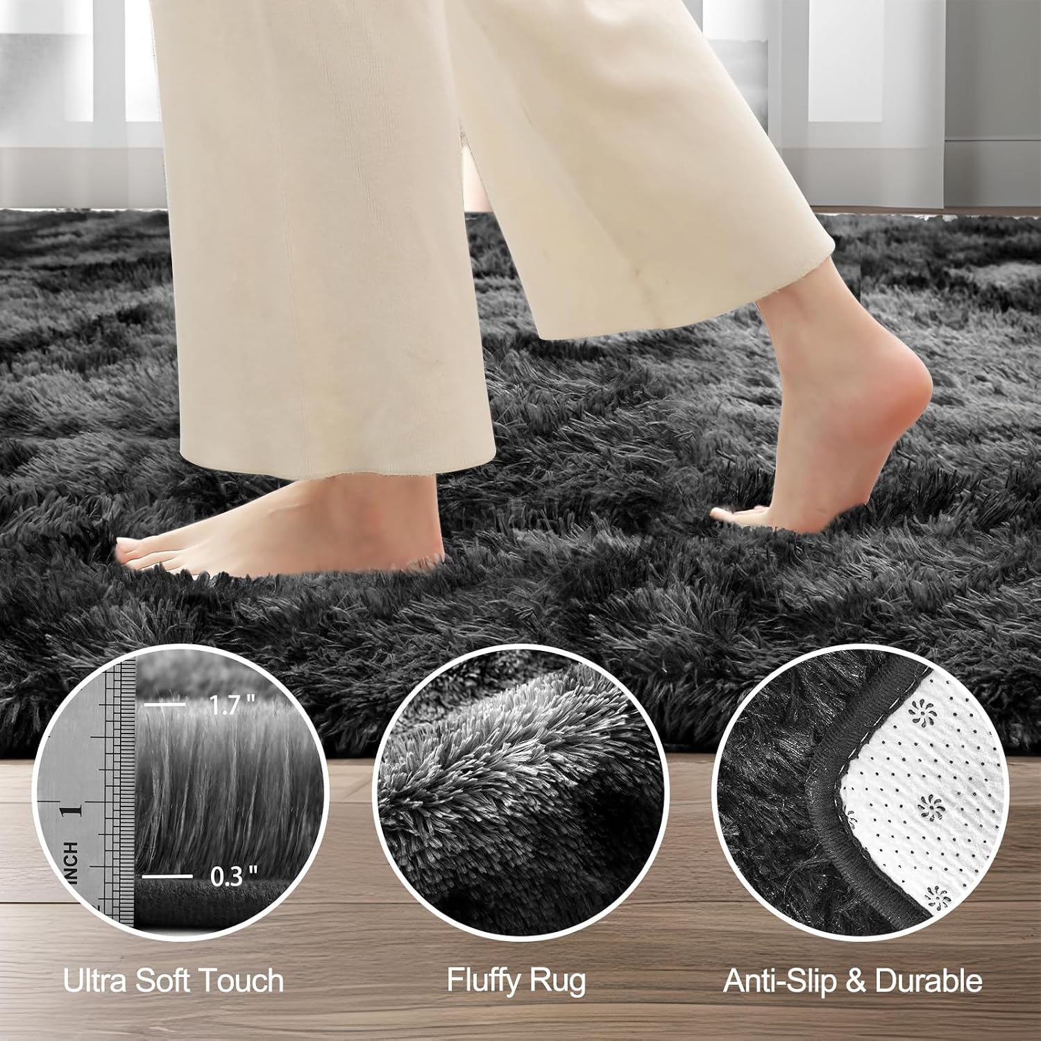 Detalle de LNZHAO Rugs Living Room 160x230cm shaggy rug