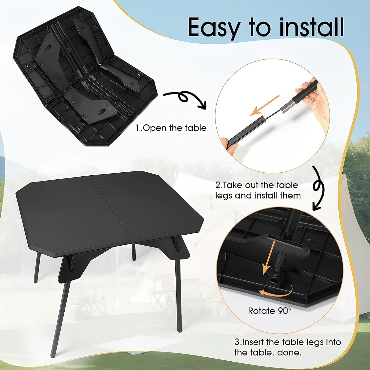 Thumbnail 4 de ELEOPTION Folding Camping Table with Aluminium Legs