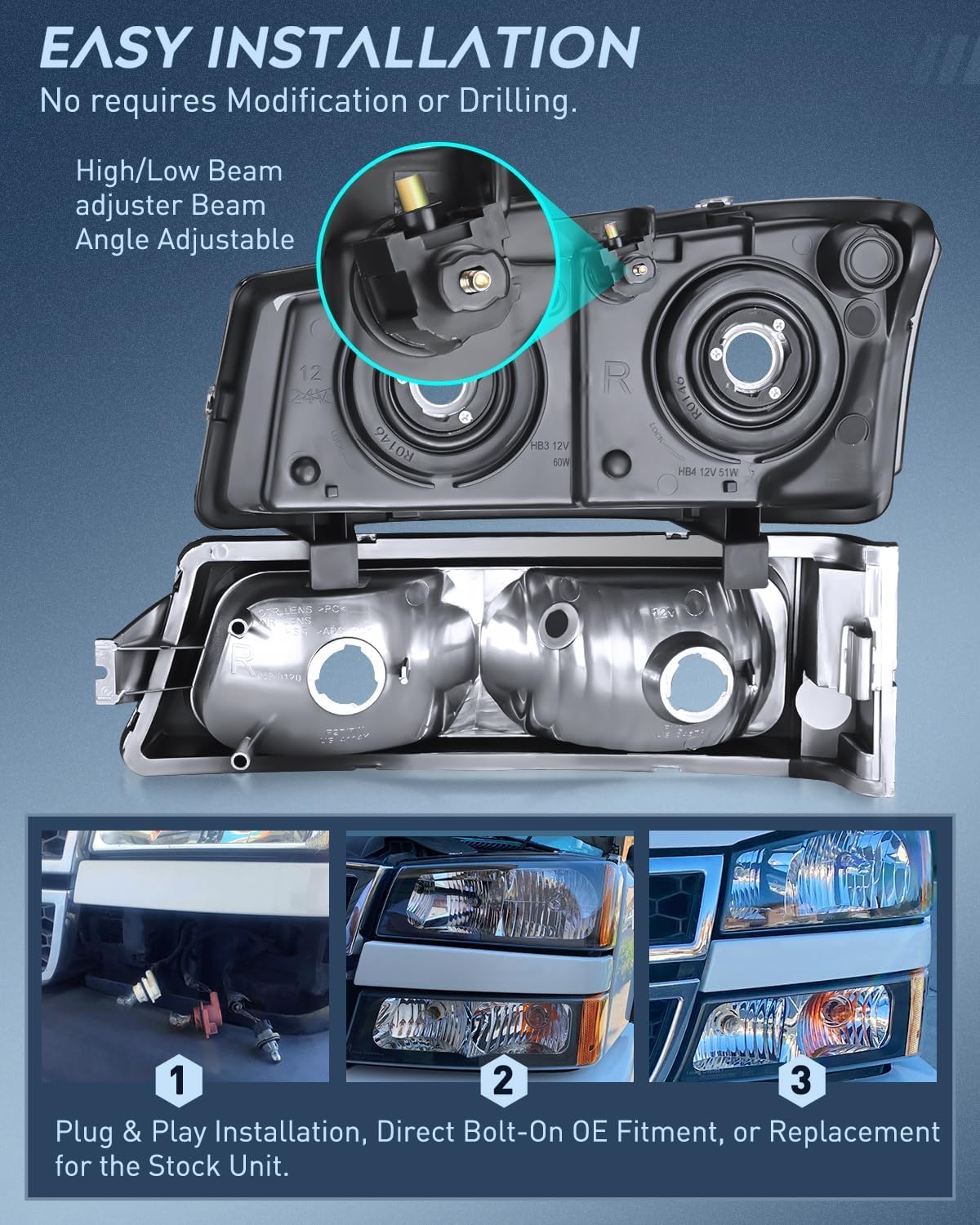 Thumbnail 3 de Nilight Headlight and Taillight Assembly Combo for 2003–2007 Chevy Silverado (Fleetside, OE Style)