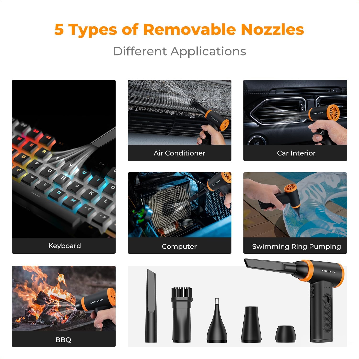 Thumbnail 1 de K&F CONCEPT Elektrisches Staubgebläse mit LED-Licht, 120.000 RPM und 5.000-mAh-Akku