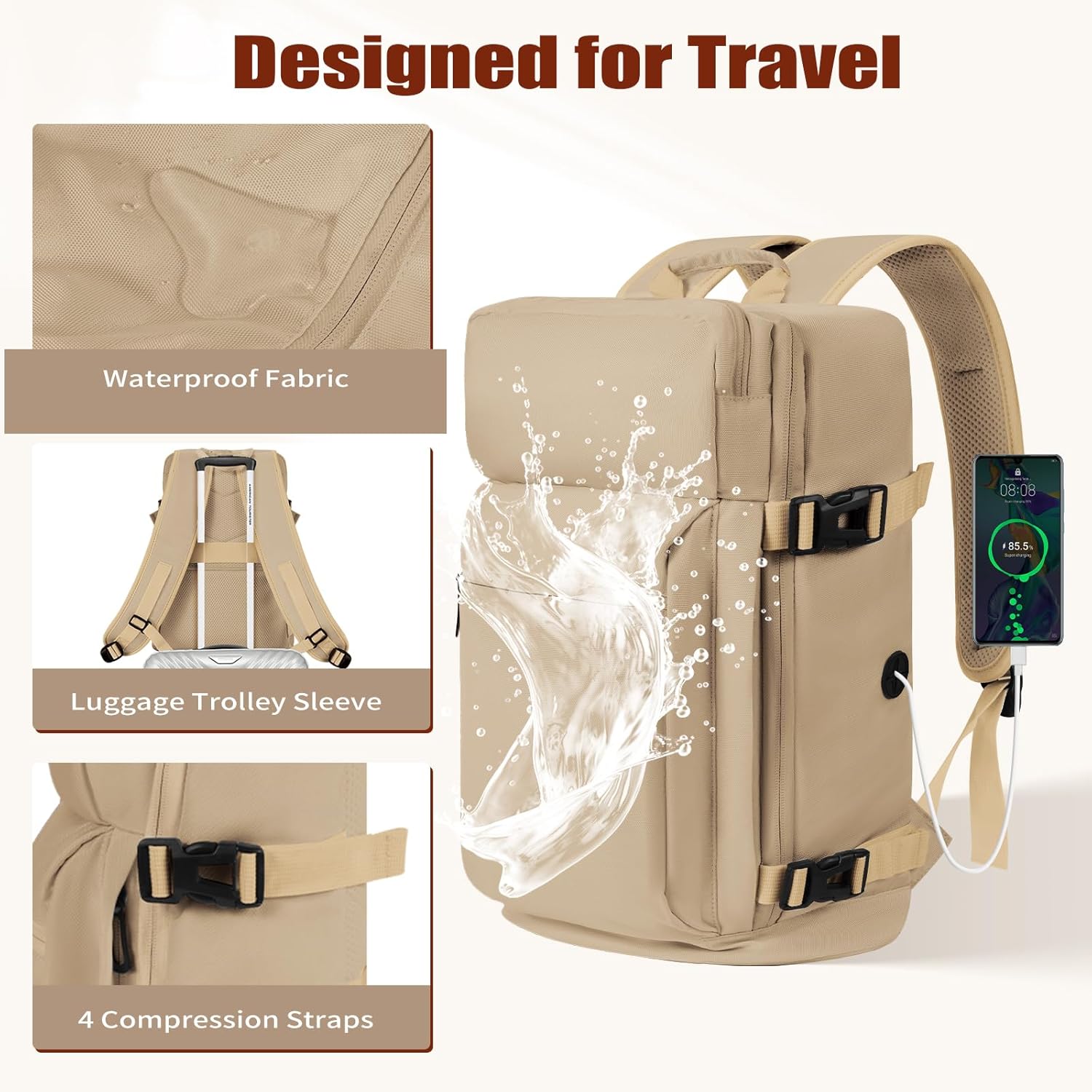 Detalle de Zaino da viaggio Ryanair – zaino bagaglio a mano 40 × 20 × 25 cm, pratico e compatibile con EasyJet e altre compagnie