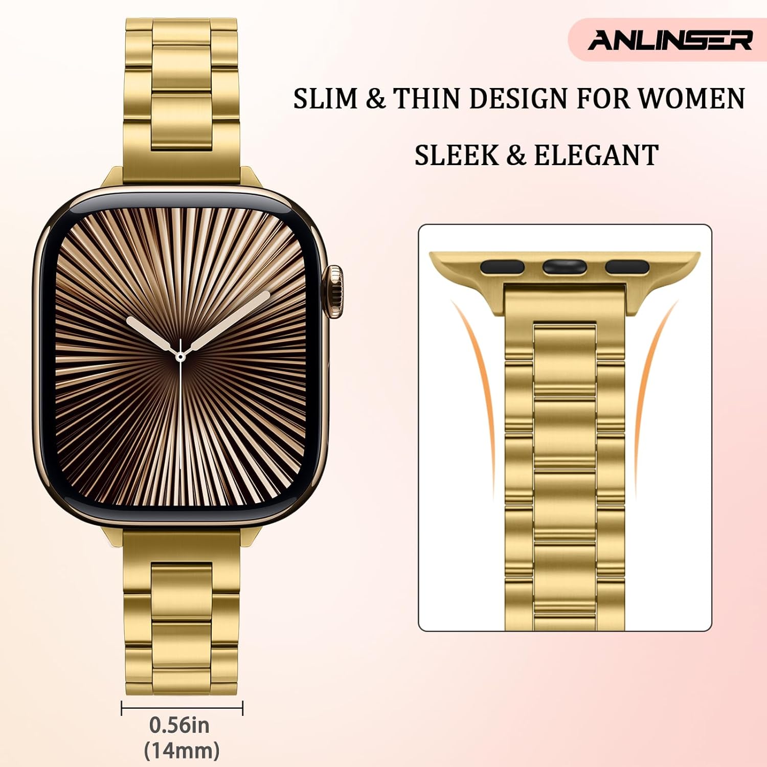 Thumbnail 2 de Anlinser Gold Apple Watch metal strap 14 mm