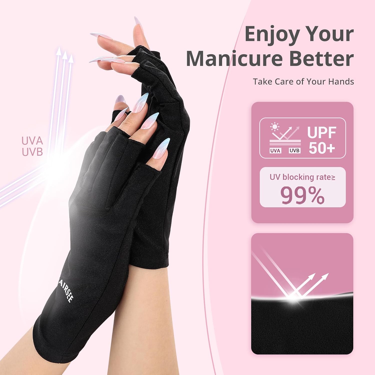 Detalle 2 de AIRSEE UV Gloves for Nail Lamp UPF50+