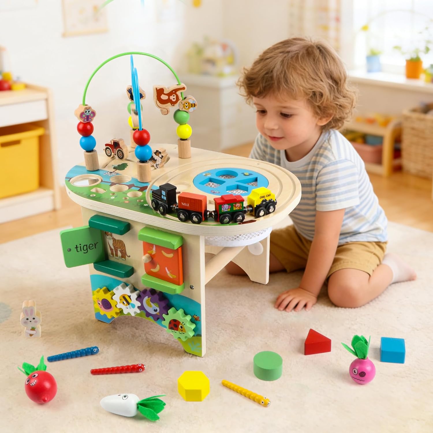 Detalle 2 de KABENFIS Wooden Activity Table 12‑in‑1