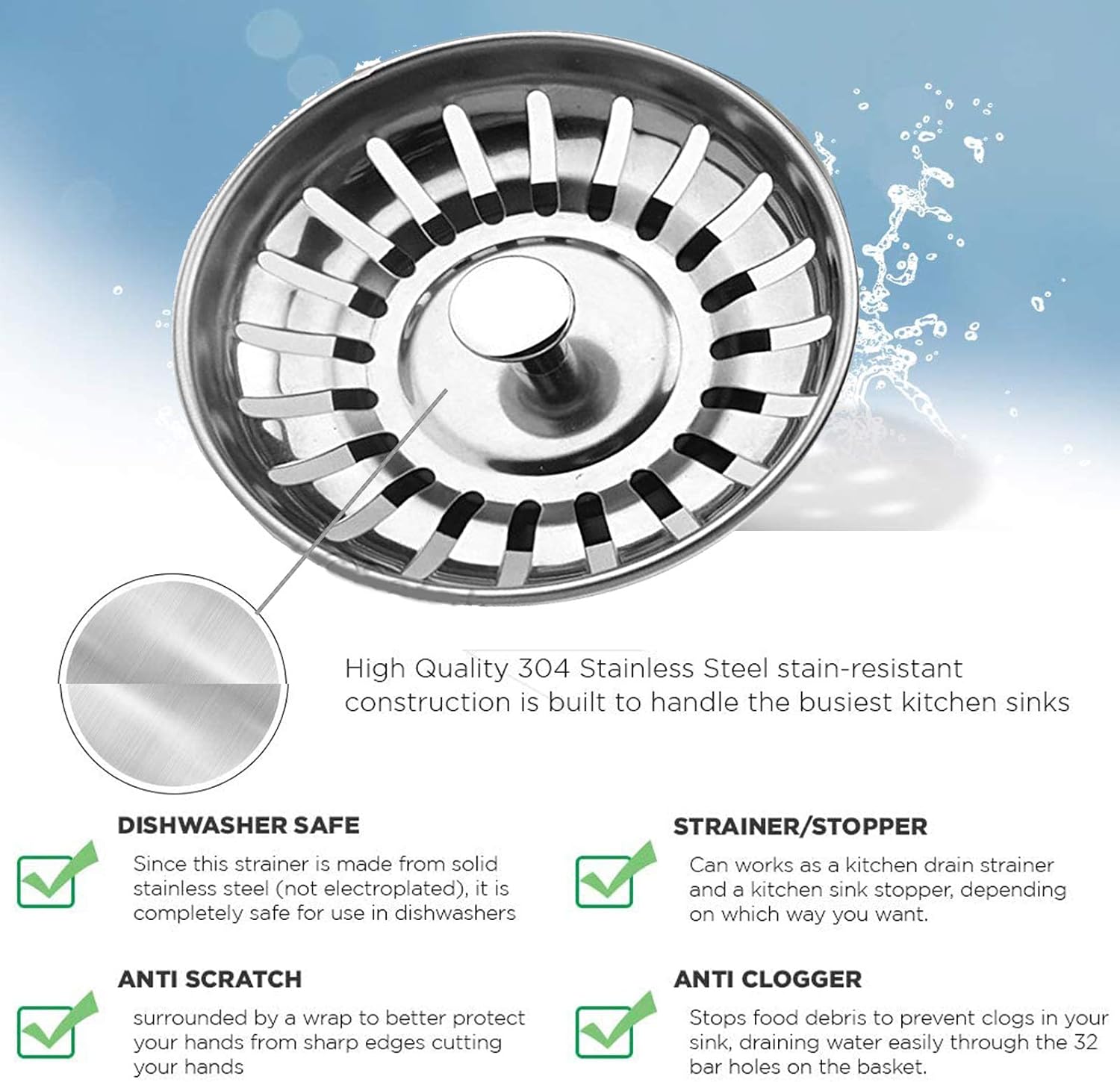 Detalle 2 de Tomario Kitchen Sink Strainer Plug 78mm đź§˝