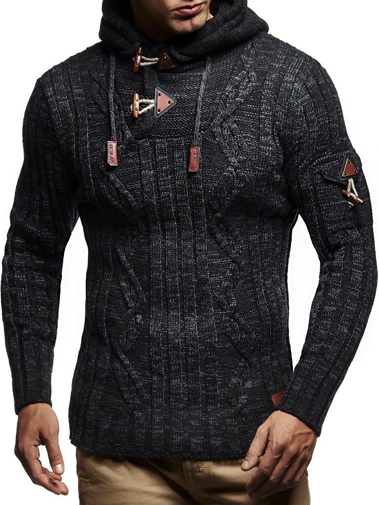 Detalle 2 de Leif Nelson LN5400 Homme Pullover Hoodie en Tricot à Capuche — style et chaleur intemporels