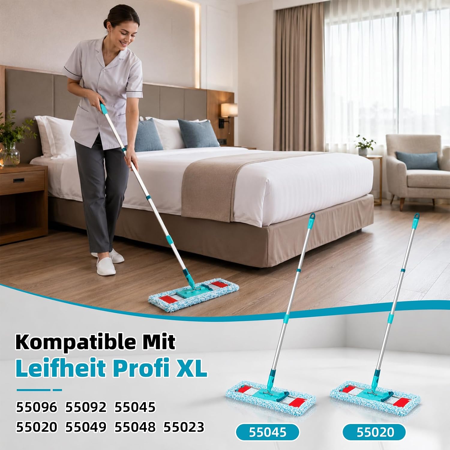 Detalle 2 de Alloytool HTYDE-LF-XL 2P dweilhoezen voor Leifheit Profi XL, 47 cm