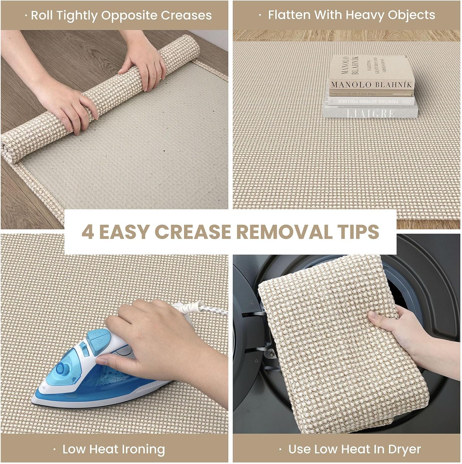 Thumbnail 1 de IOHOUZE Washable Area Rug 3x5 with Non-Slip Rubber Backing (Beige/Khaki)