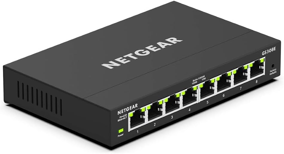 Detalle de NETGEAR GS308E Managed Switch (8-Port Gigabit) für VLAN, QoS und IGMP Snooping