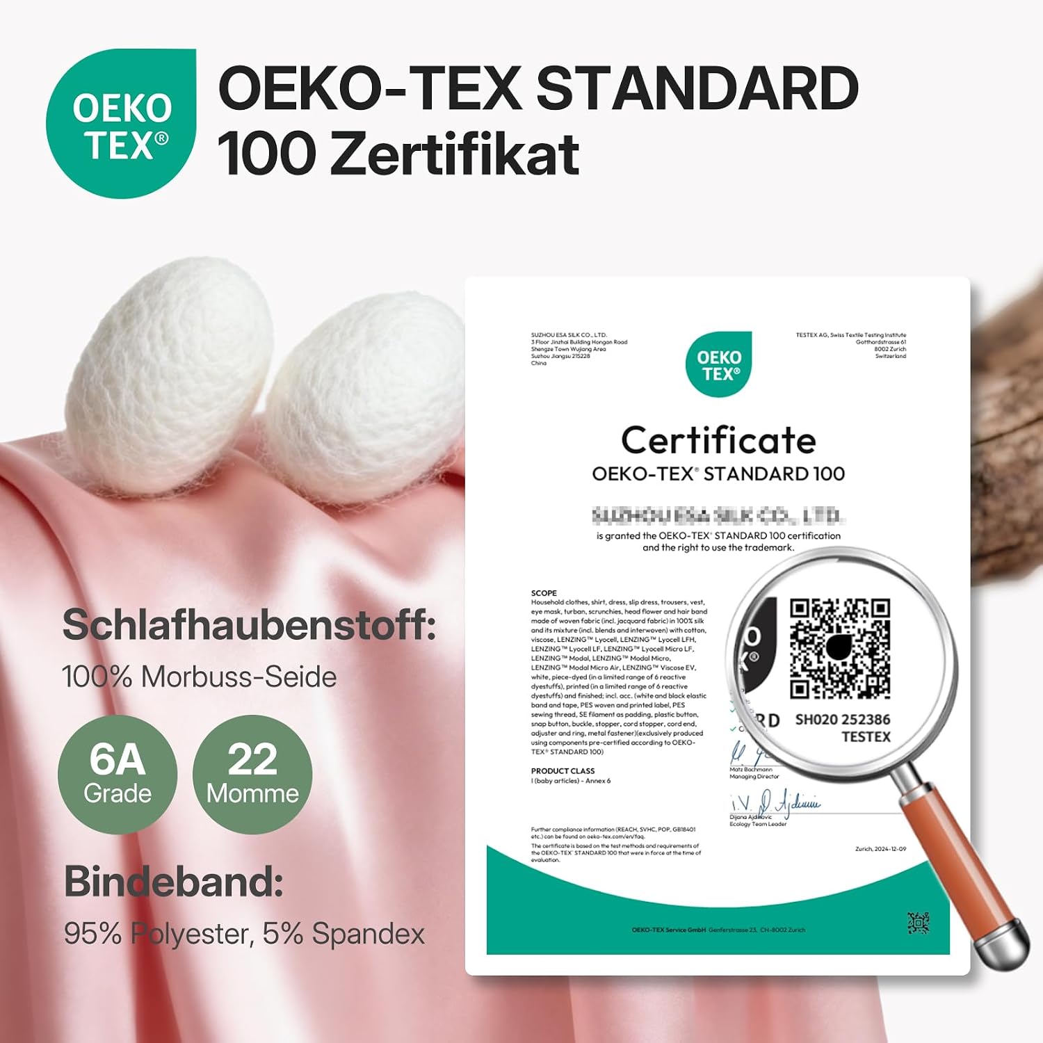 Thumbnail 3 de LitBear 22 Momme Seidenhaube zum Schlafen – doppellagige 100% Maulbeerseide, groß, verstellbares Band