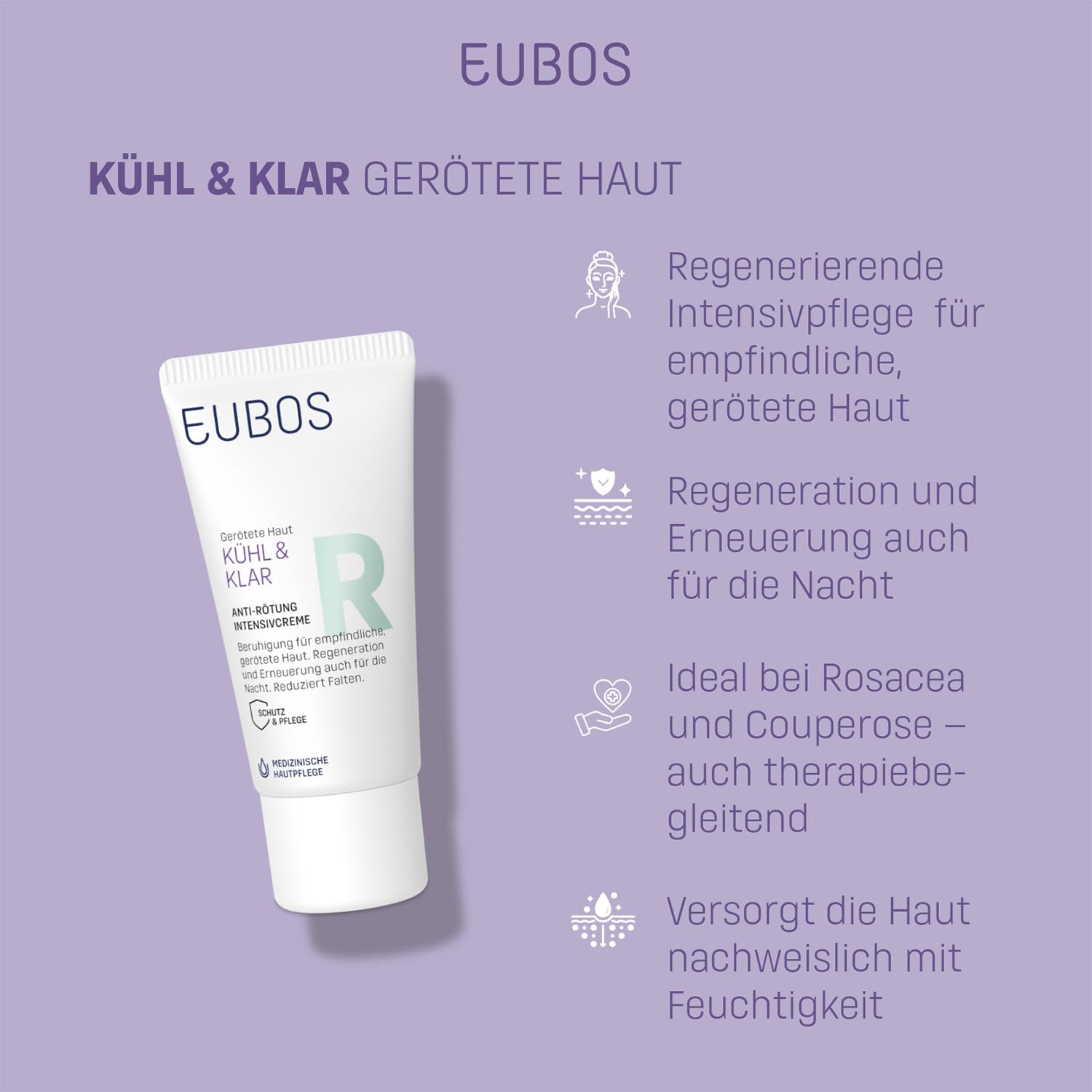 Detalle de EUBOS KÜHL & KLAR ANTI-RÖTUNG Intensivcreme – Beruhigende Pflege für empfindliche Haut