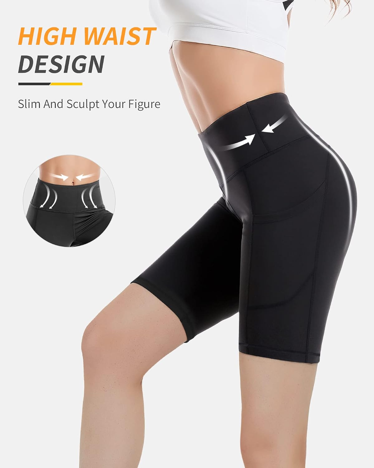 Detalle de CAMBIVO Women's Cycling Shorts with Pockets and High Waist