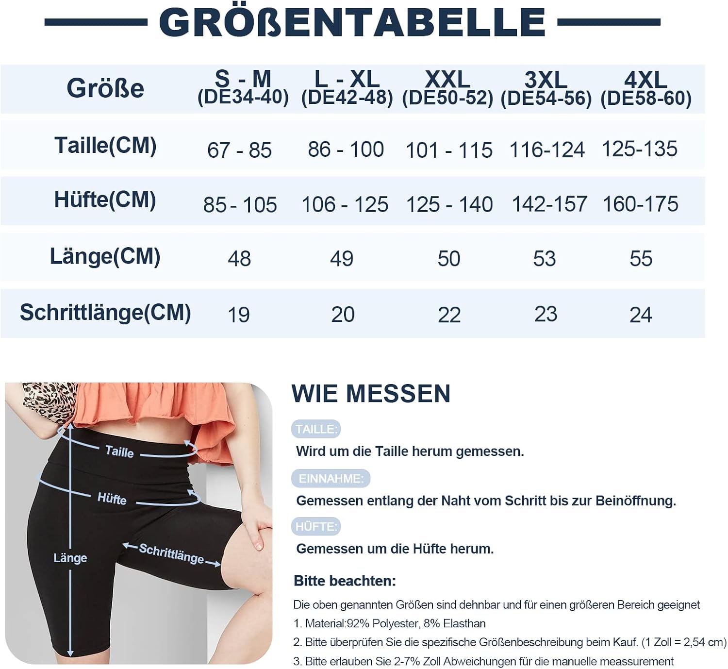 Detalle 2 de FOTOCITI 3er Pack Radlerhose Damen – High Waist, elastische Shorts für Sport, Yoga und Alltag