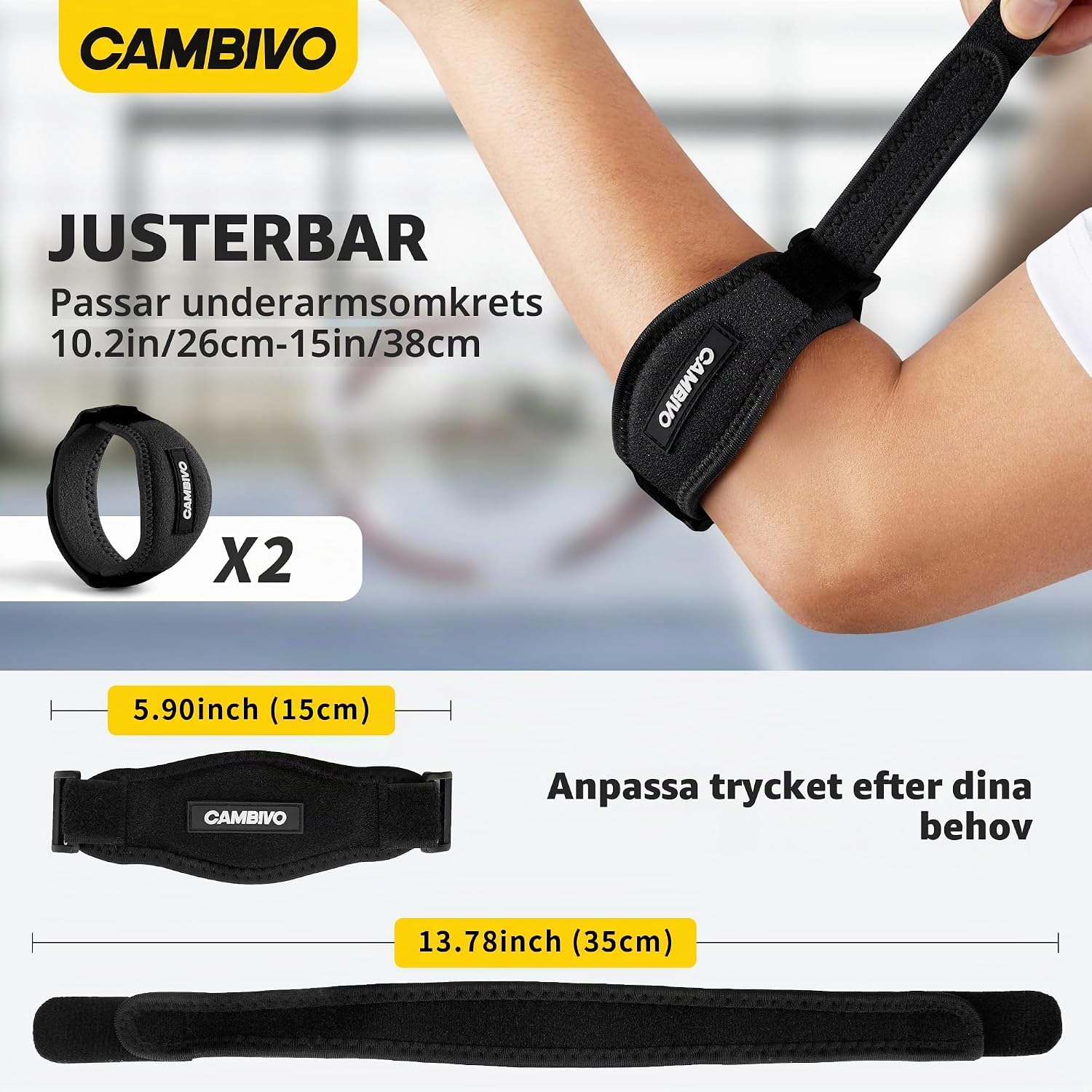 Detalle de CAMBIVO NS55 armbågsband för tennisarmbåge med EVA-kudde, justerbart 2-pack
