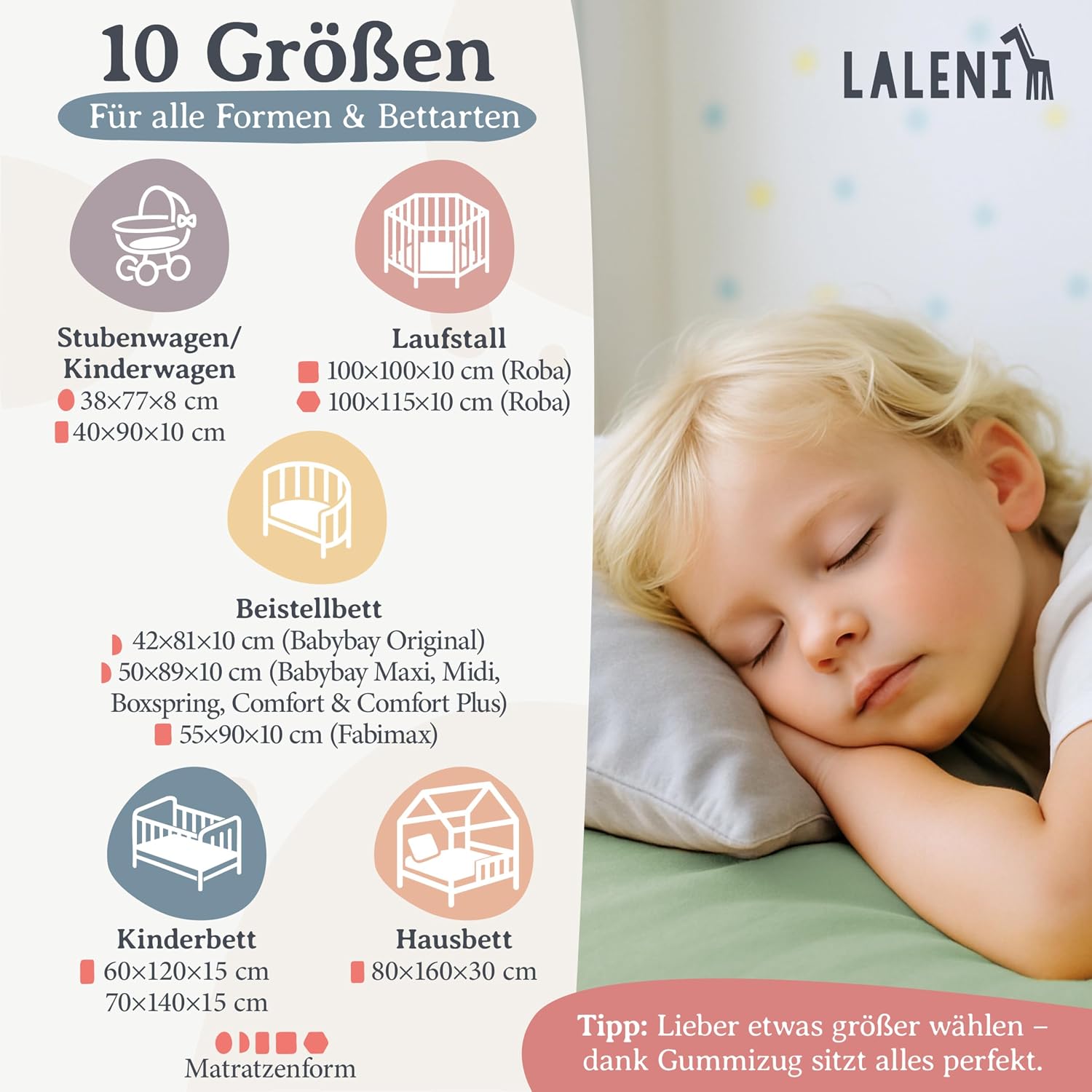 Thumbnail 1 de Laleni Jersey Spannbettlaken 70x140 cm – OEKO-TEX, 100% Baumwolle, Grün