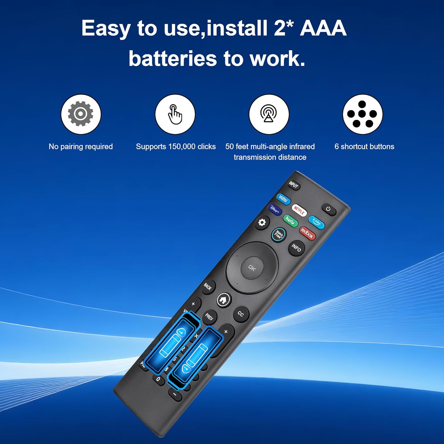 Detalle de Replacement Remote Control for VIZIO All LED LCD 4K UHD HDR Smart TVs — XRT140 Universal TV Remote