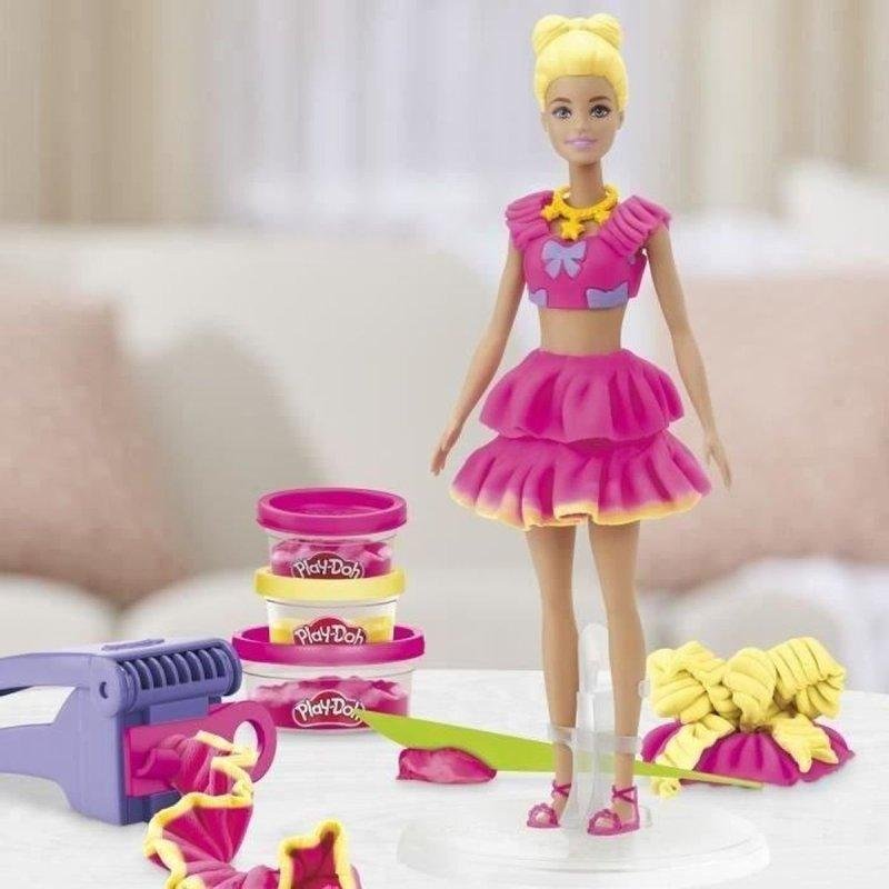 Detalle de Set Creativo Play-Doh Barbie Ruffles and Bows: muñeca Barbie, masa y moldes para crear moda