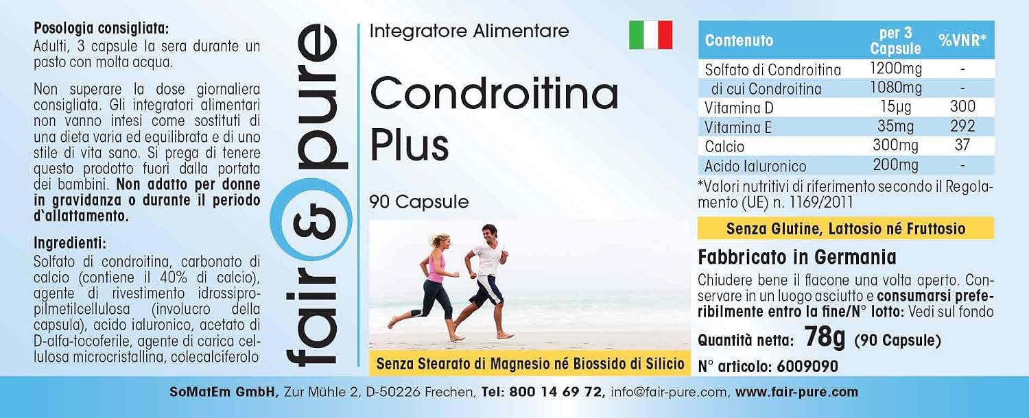 Detalle 2 de Fair & Pure Chondroitin Plus – 90 Kapseln mit Hyaluronsäure, Calcium und Vitaminen D & E
